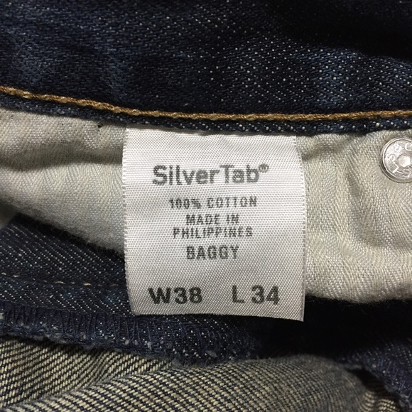 Silvertab baggy jeans men’s size 38x34 Dark wash denim 100% cotton - Picture 11 of 12